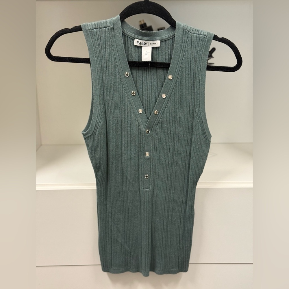 NWOT White House Black Market Green Ribbed Tank Top